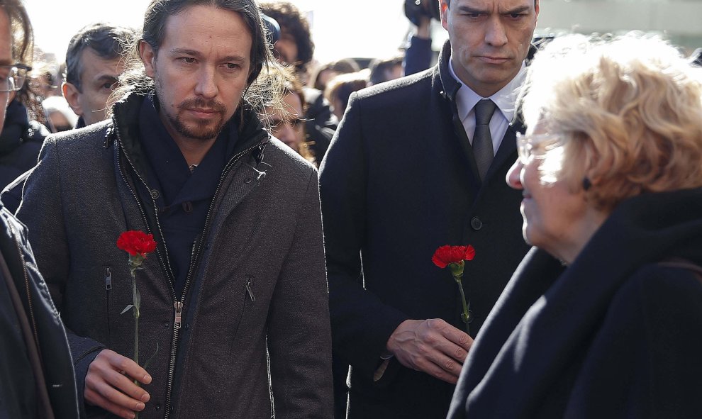 Esta mañana en la Estación de Atocha Cercanías, en el duodécimo aniversario del ataque terrorista más sangriento que ha sufrido Europa. EFE