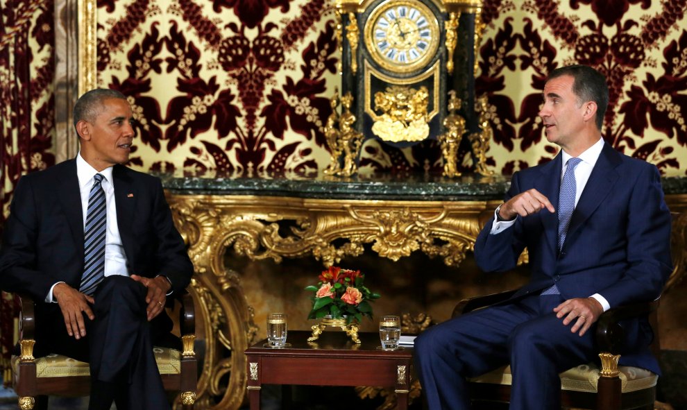 Felipe VI se reúne con Obama y su delegación en el Palacio Real de Madrid en Madrid. REUTERS/Jonathan Ernst