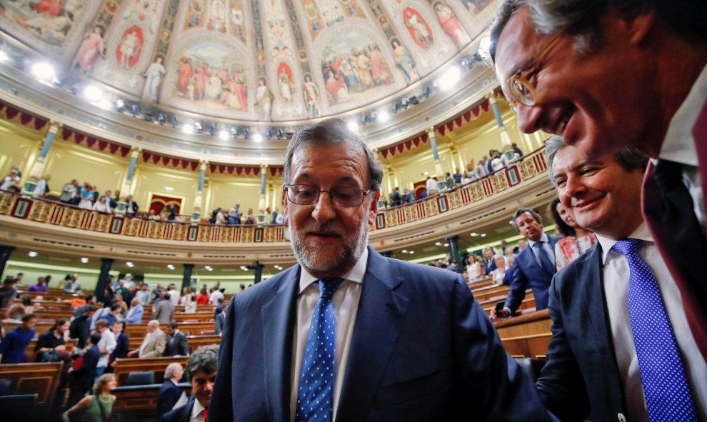 El presidente del Gobierno en funciones, Mariano Rajoy, después de su discurso en el debate de investidura. REUTERS/Juan Medina