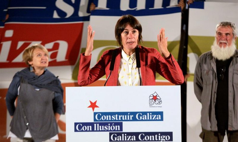La candidata a la Xunta por el BNG, Ana Pintón, durante el acto de inicio de campaña que la formación celebra esta noche en A Coruña. EFE / Kiko Delgado.