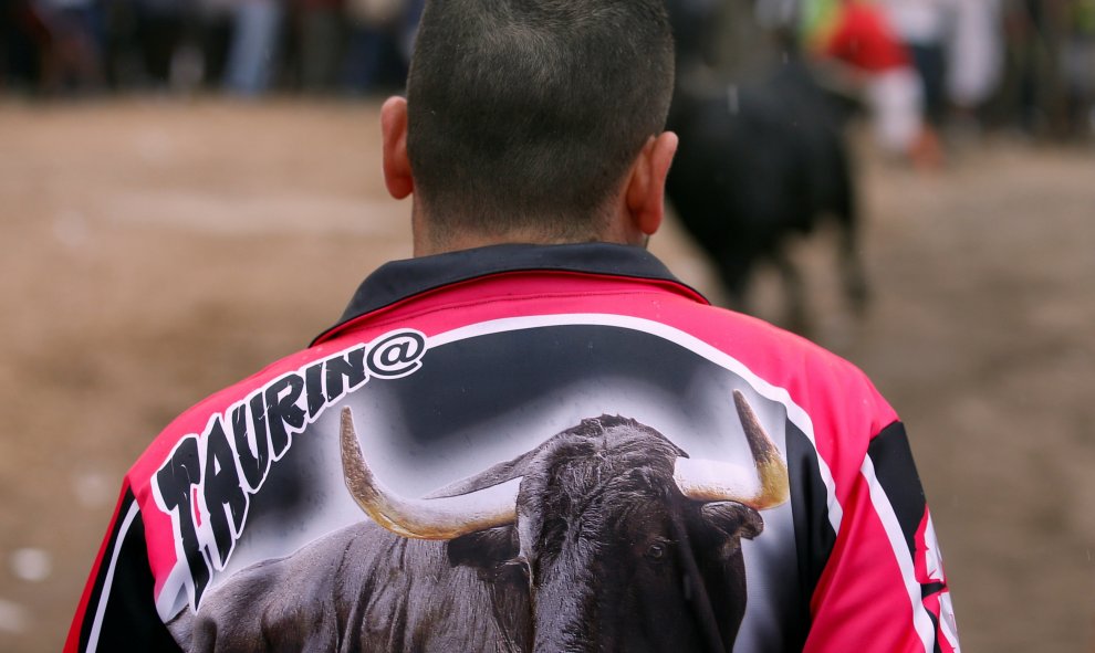 Uno de los asistentes al Toro de la Peña en Tordesillas este martes.- REUTERS