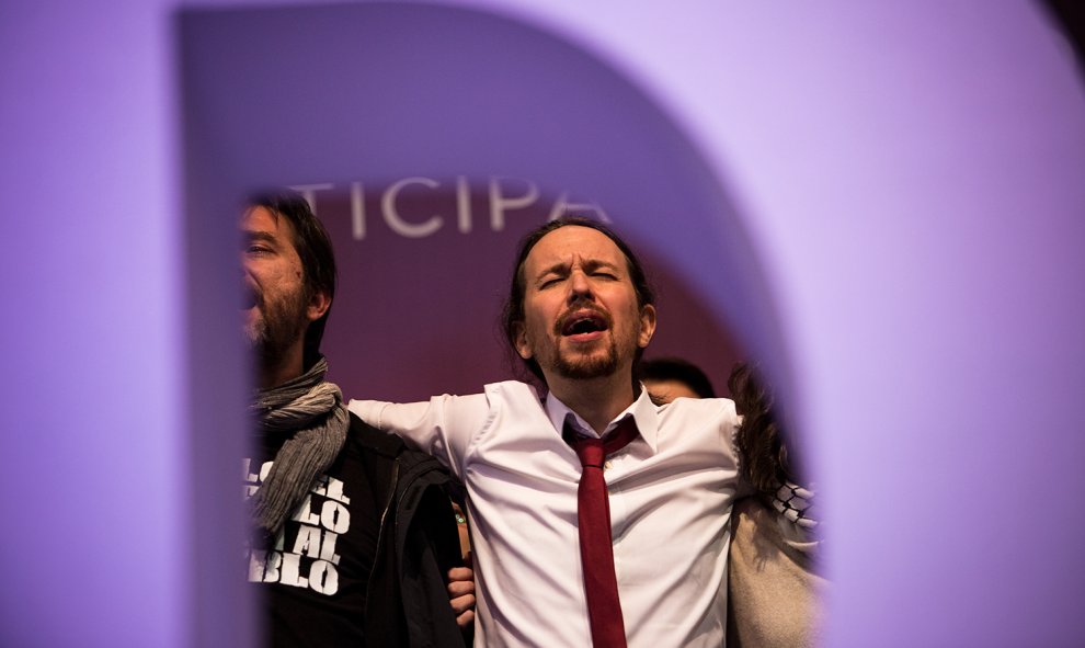 Imagen de Pablo Iglesias, durante un momento de su discurso como secretario general este domingo / JAIRO VARGAS