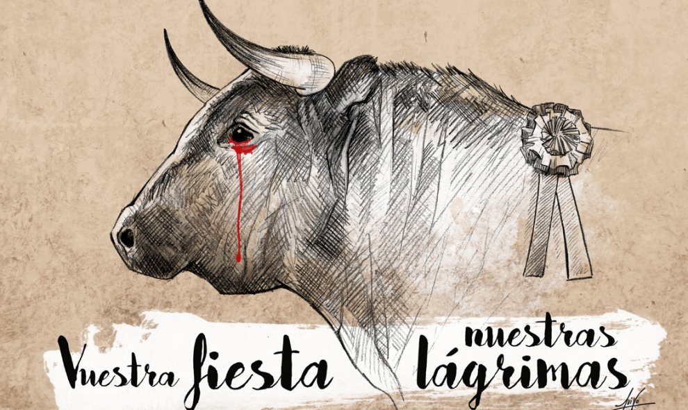 "Lagrimas de sangre", una de las imágenes de la exposición de antitauromaquía de Luiso García