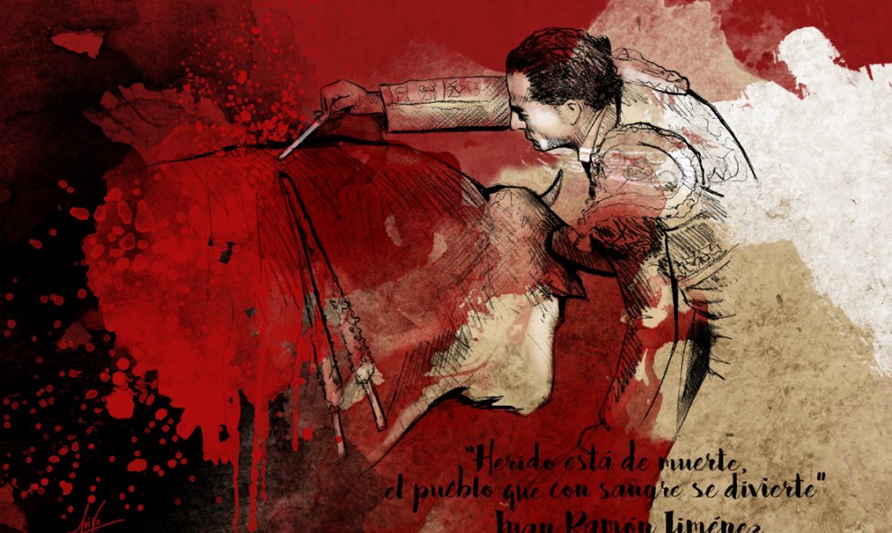 "Herido de muerte",una de las imágenes de la exposición de antitauromaquía de Luiso García