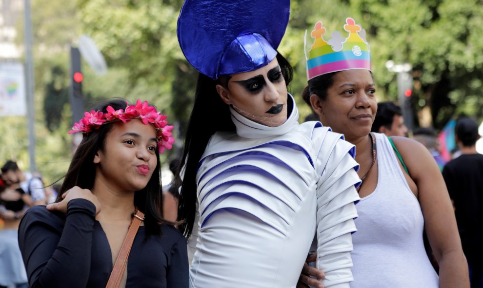 Los manifestantes celebraron el día del Orgullo Gay en Sao Paulo (Brasil). REUTERS/Paulo Whitaker