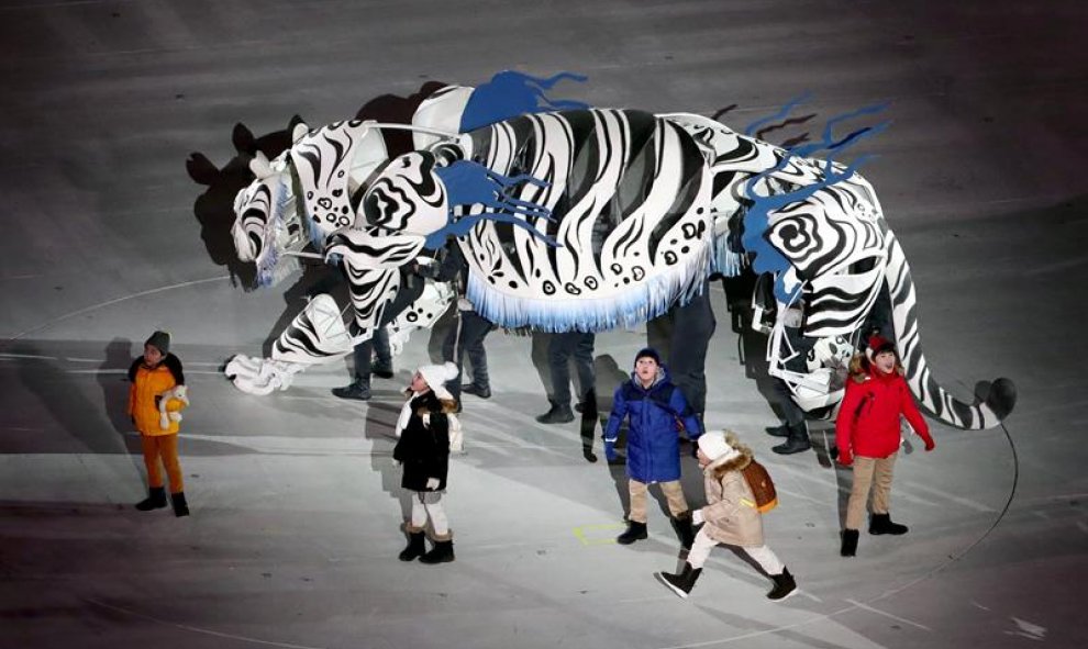 Ceremonia de inauguración de los Juegos Olímpicos de Invierno 2018, en el estadio de Pyeongchang. / EFE