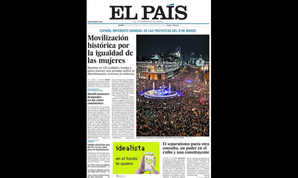 Las portadas de los periódicos nacionales e internacionales tras el 8M.