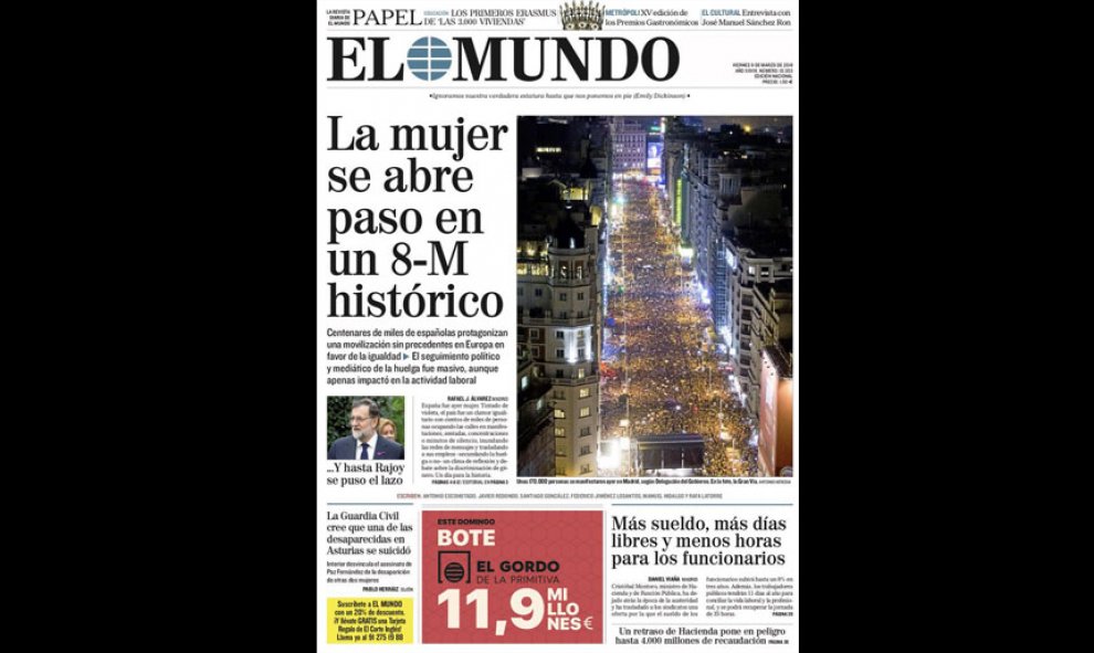 Las portadas de los periódicos nacionales e internacionales tras el 8M.