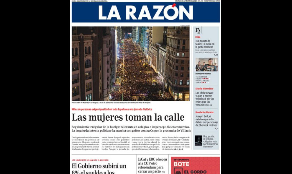 Las portadas de los periódicos nacionales e internacionales tras el 8M.