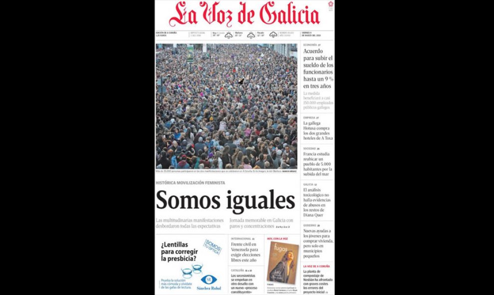 Las portadas de los periódicos nacionales e internacionales tras el 8M.