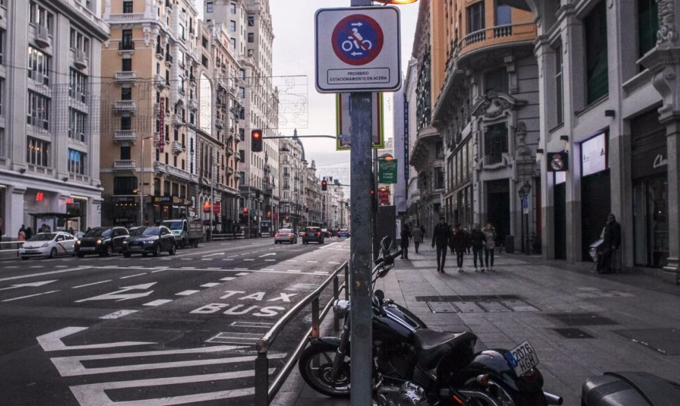 Antigua anchura de la acera de Gran Vía, en una imagen de 2016.- EFE