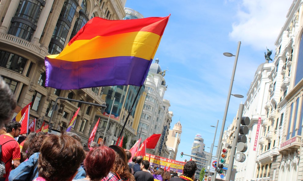 Imágen de la manifestación conmemorativa de la II República. 14/04/2019. PAOLA ARAGÓN