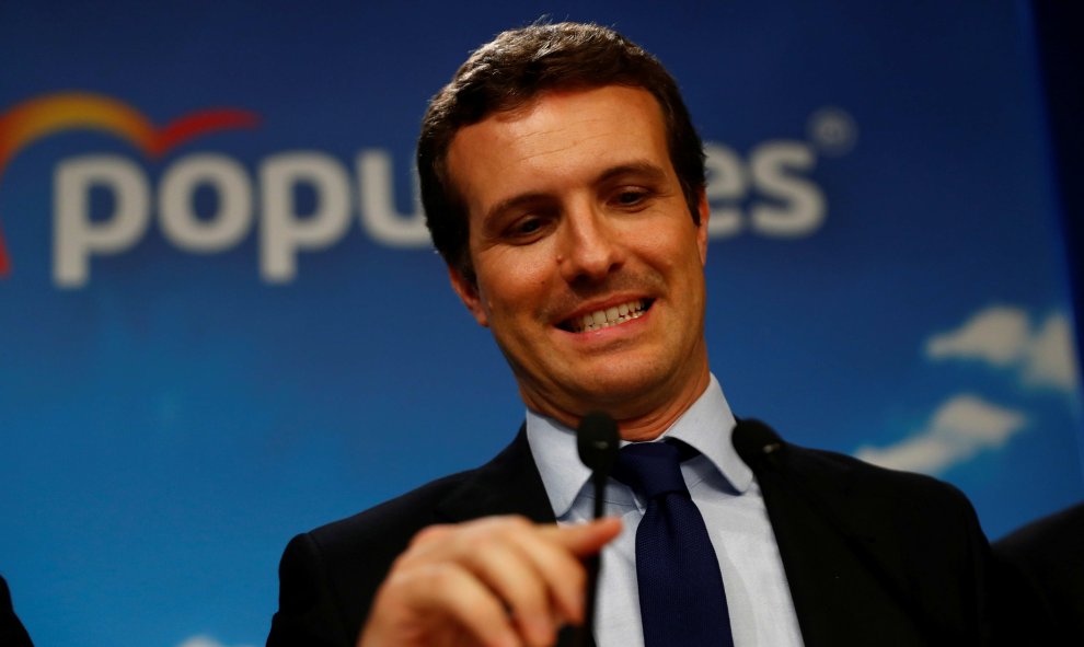 Casado habla tras el resultado electoral. Reuters/Juan Medina