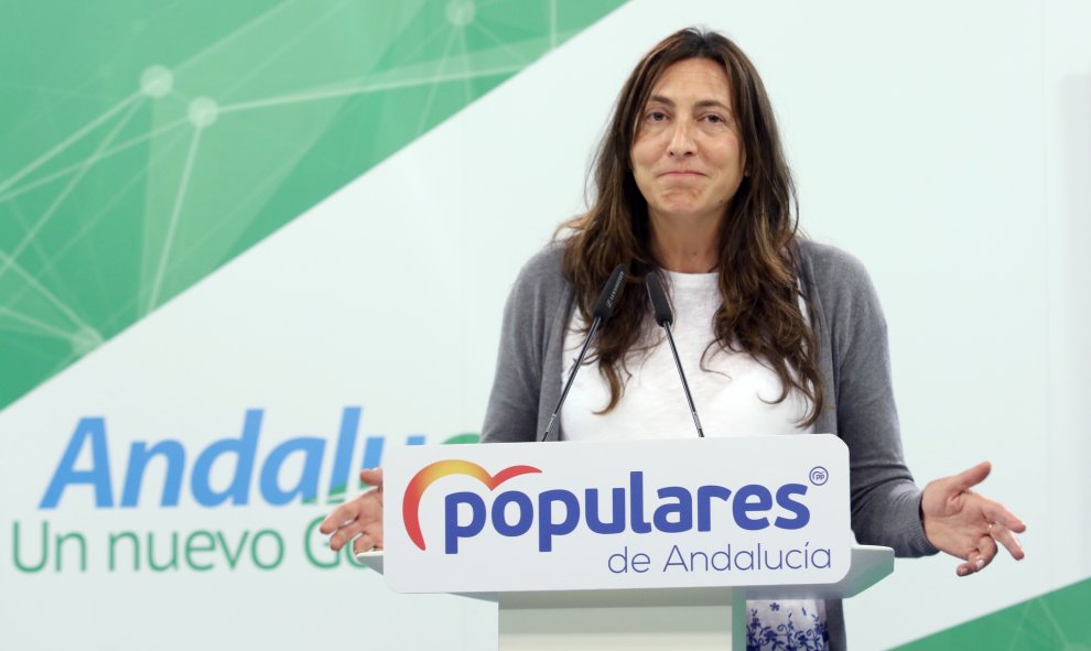 La portavoz del PP-A, Loles López, comparece tras el resultado de las elecciones generales del 28-A. En la Sede del PP Andaluz. Carlos Márquez/Europa Press