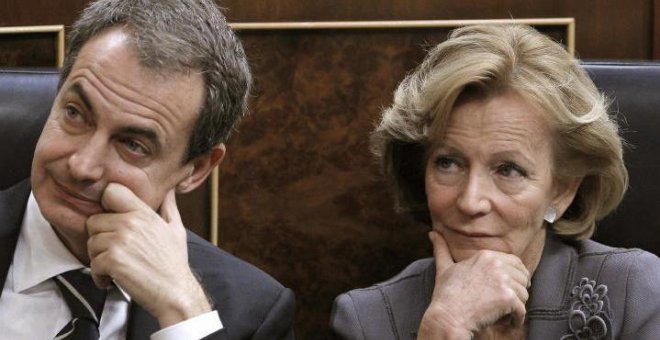 José Luis Rodríguez Zapatero y Elena Salgado, en el banco azul del Congreso, en una foto de archivo. EFE