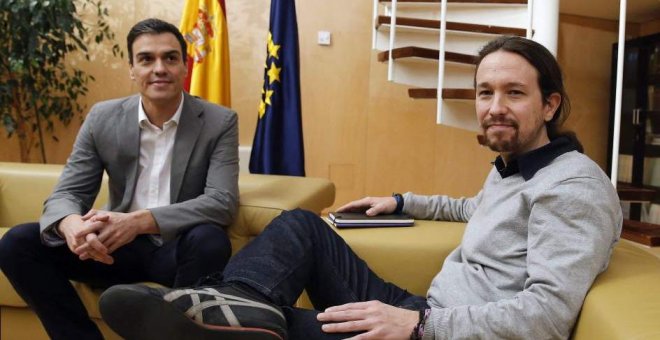 Foto de archivo de Pedro Sánchez y Pablo Iglesias. / EFE