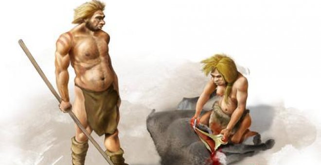 Pareja neandertal. SINC/ José Antonio Peñas