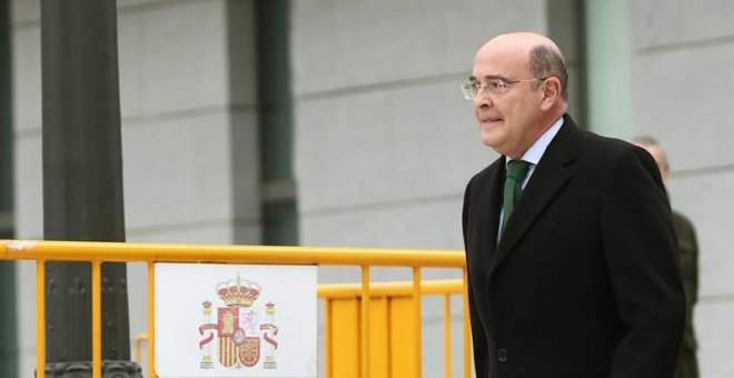 El coronel de la Guardia Civil Diego Pérez de los Cobos tras declarar como testigo ante la jueza de la Audiencia Nacional Carmen Lamela, dentro de las pesquisas que lleva a cabo sobre el papel de los Mossos d'Esquadra en los preparativos del referéndum il