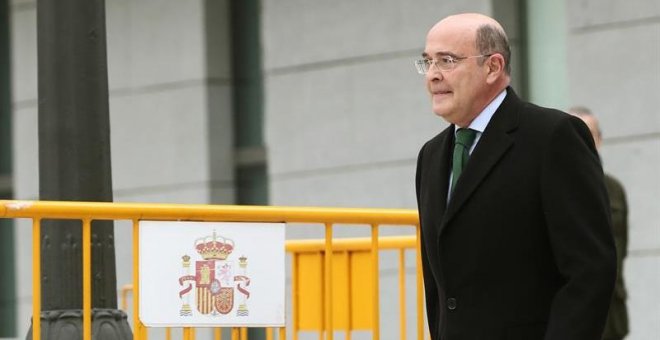 El coronel de la Guardia Civil Diego Pérez de los Cobos tras declarar como testigo ante la jueza de la Audiencia Nacional Carmen Lamela, dentro de las pesquisas que lleva a cabo sobre el papel de los Mossos d'Esquadra en los preparativos del referéndum il