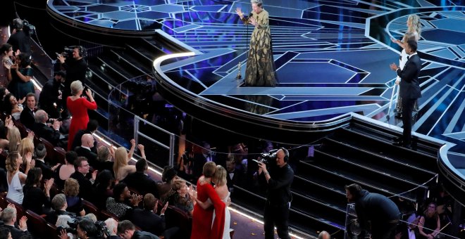 La actriz Frances McDormand durante su discurso al recoger el Oscar. /REUTERS