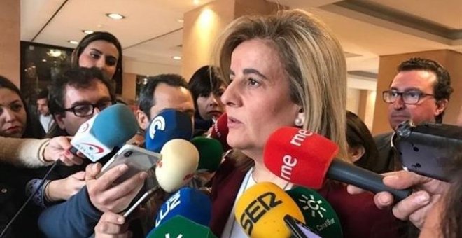 Fátima Bañez ante los medios. EUROPA PRESS