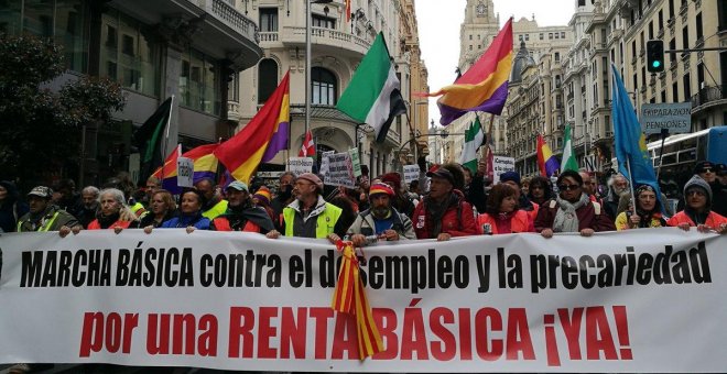 Cientos de personas, venidas de todas las partes de España, se han manifestado en la capital para protestar contra el desempleo y la precariedad./ Twitter