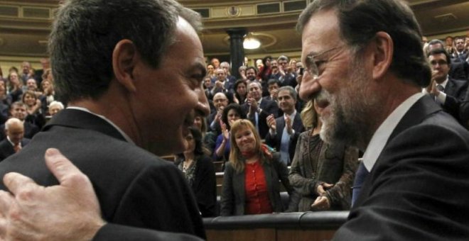 José Luis Rodríguez Zapatero y Mariano Rajoy en el Congreso. EFE/Archivo