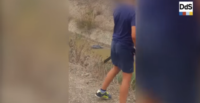 El chaval de nueve años después de matar a un ave alentado por su padre | Youtube del 'Diario de Sevilla'