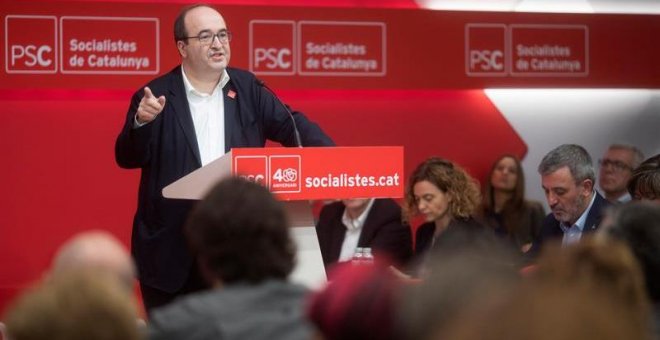El primer secretario del PSC, Miquel Iceta, durante un Consell Nacional extraordinario del PSC para valorar el adelanto electoral de las generales al 28 de abril. EFE/Marta Pérez