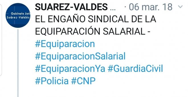 Tuit del Gabinete Suárez-Valdes presentando la hoja de ruta de Jusapol.