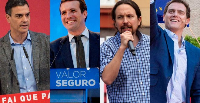 Los candidatos a la presidencia del Gobierno por PSOE, PP, Unidas Podemos y Ciudadanos.- RTVE