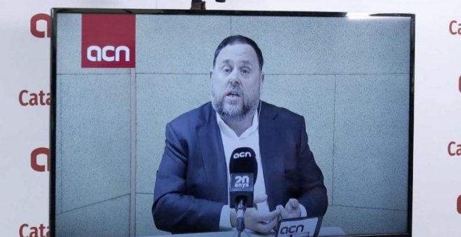 Rueda de prensa de Oriol Junqueras desde la cárcel.  RTVE