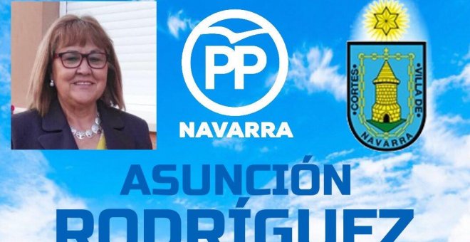 Cartel del PP de Navarra en la que anunciaba a su entoncesa candidata a la Alcaldía de Cortes (Navarra) Asunción Rodríguez.