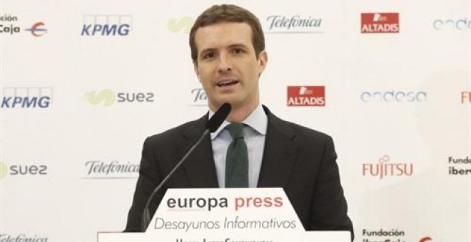 El líder del PP, Pablo Casado, interviene en un Desayuno Informativo de Europa Press/ Eduardo Parra, EP