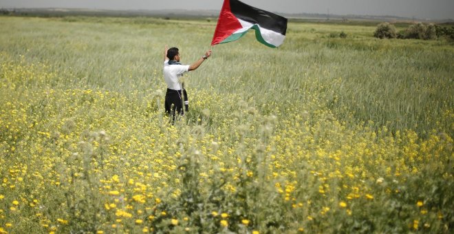 Un hombre ondea la bandera palestina en los territorios de Gaza. REUTERS