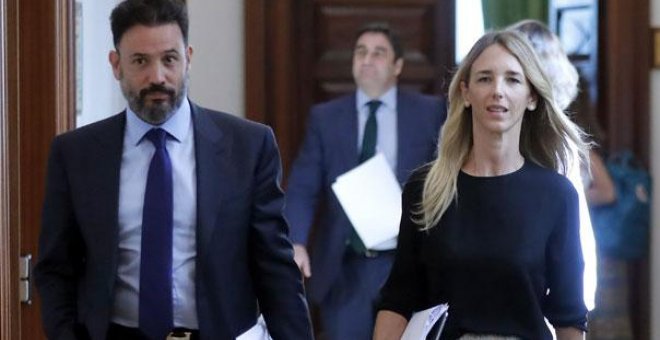 Cayetana Álvarez de Toledo, a su llegada a la reunión de la Junta de Portavoces en el Congreso. / CHEMA MOYA (EFE)