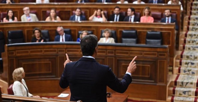 Pedro Sánchez durante la sesión de control al Gobierno