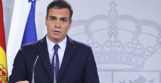 17/09/2019.- El presidente del Gobierno en Funciones Pedro Sánchez durante la rueda de prensa. / EFE -BALLESTEROS