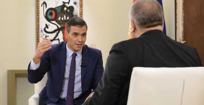 El presidente del Gobierno en funciones, Pedro Sánchez, durante la entrevista para La Sexta. POOL MONCLOA/Borja Puig de la Bellacasa