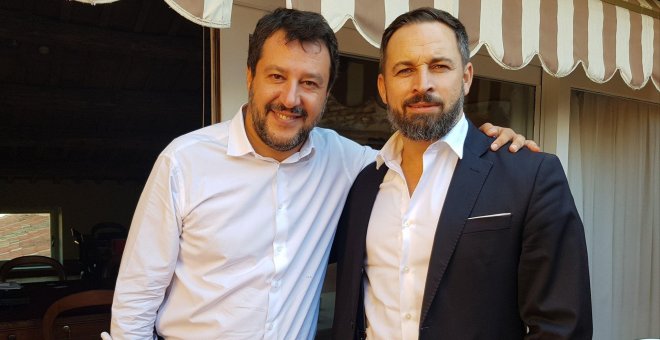 Encuentro entre los líderes de ultraderecha Matteo Salvini y Santiago Abascal en Roma. TWITTER/@Santi_ABASCAL