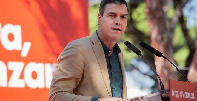 El presidente del Gobierno en funciones, Pedro Sánchez, interviene en el acto político de la Fiesta de la Rosa del PSC, en Gavà - David Zorrakino - Europa Press