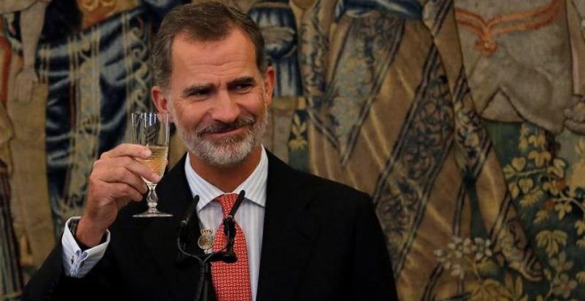 El rey Felipe VI, durante su intervención este miércoles en Aranjuez (Madrid). EFE/Chema Moya