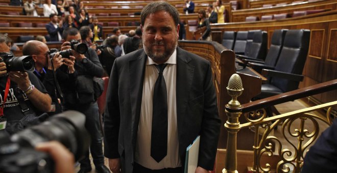 El líder de ERC, Oriol Junqueras, en el Congreso de los Diputados el pasado mes de mayo. / Europa Press