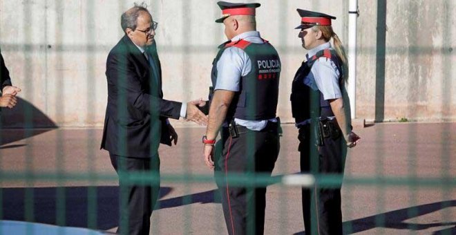 El presidente de la Generalitat, Quim Torra, a su llegada al centro penitenciario de Lledoners. (SUSANNA SÁEZ | EFE)