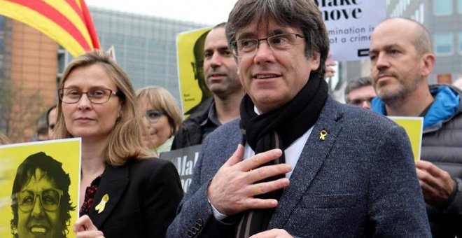 Carles Puigdemont, durante una marcha en Bruselas. - EFE