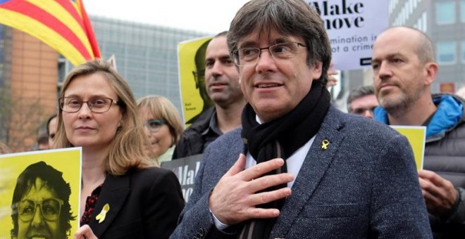 Carles Puigdemont, durante una marcha en Bruselas. - EFE