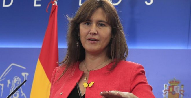 La diputada de Junts per Catalunya Laura Borrás ofrece una rueda de prensa en el Congreso de los Diputados