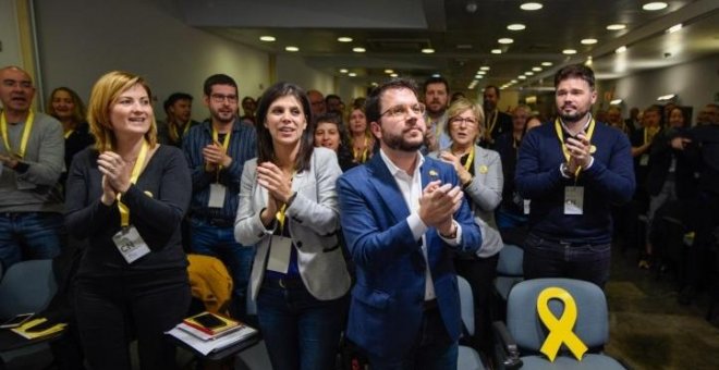 Dirigents d'Esquerra Republicana durant la reunió del seu Consell Nacional. ERC