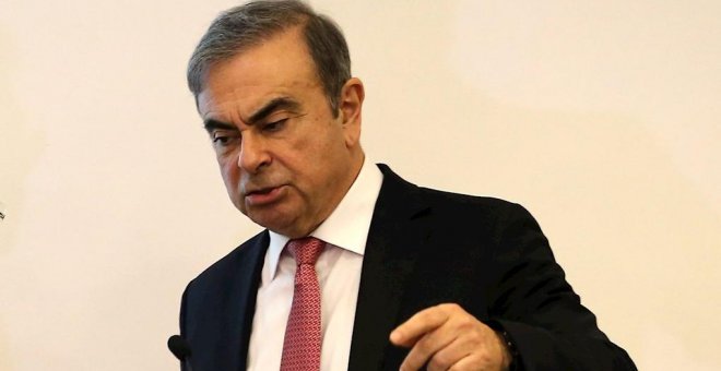 08/01/2020 - El expresidente de Nissa, Carlos Ghosn, durante una rueda de prensa desde Beirut tras su huida a Líbano. / EFE