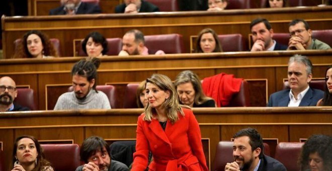 La futura ministra de Trabajo y diputada de Galicia, Yolanda Díaz, durante la investidura de Pedro Sánchez. / Unidas Podemos